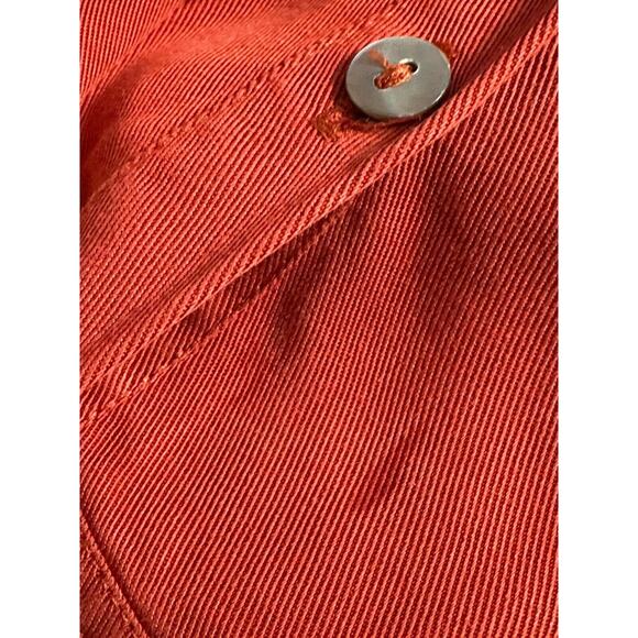 John Mark Red Button Up Roll Tab Sleeve Knee Length Collar Shirt Dress Pockets M - Picture 8 of 8